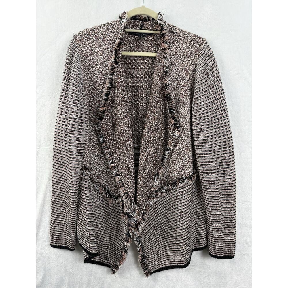 White House Black Market Double Fringe Sweater Jacket Cardigan Pink Size X-Large